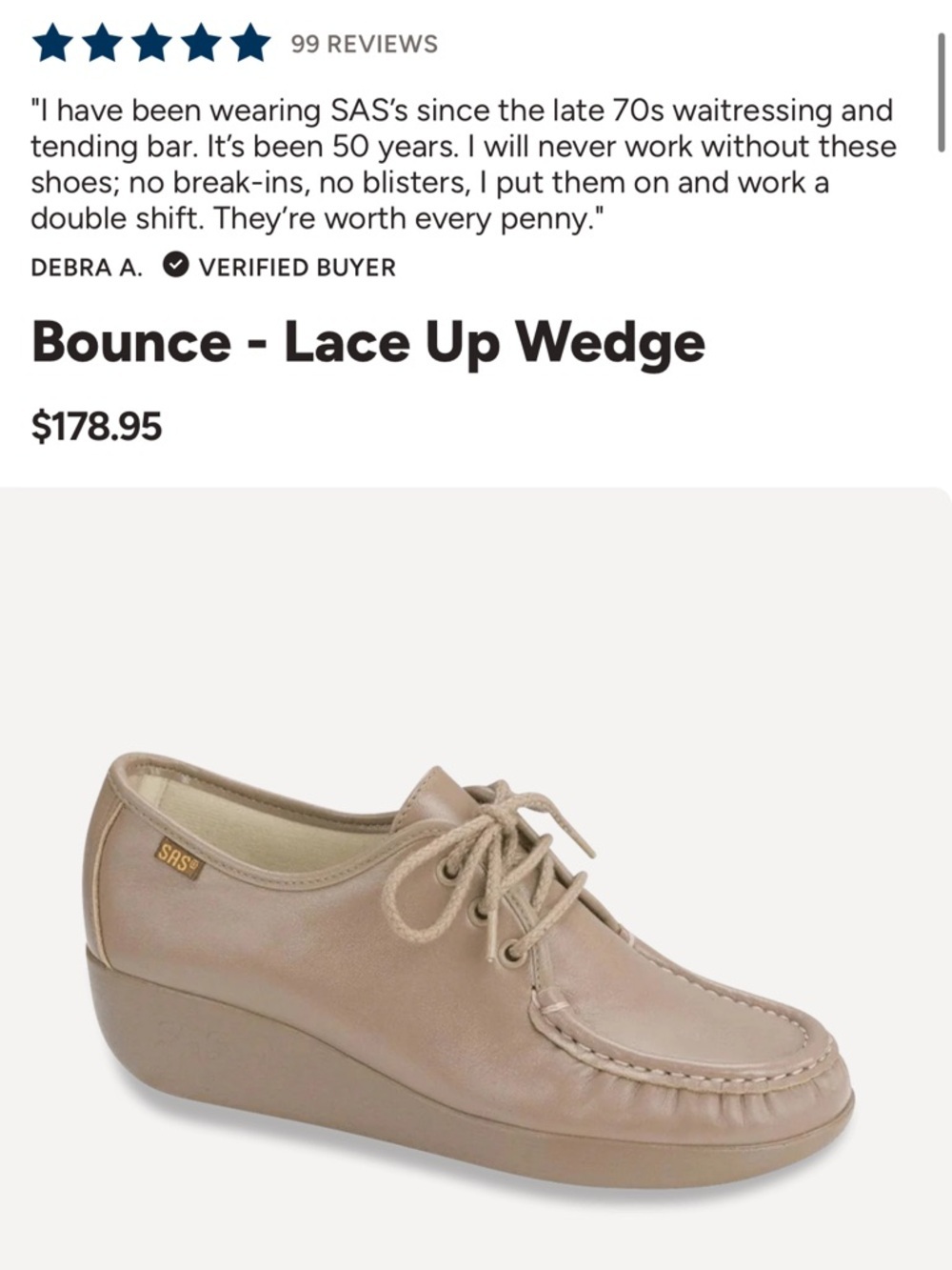 VINTAGE SAS Brown “Bounce” Wedge shoe sz 8 - Picture 10 of 14